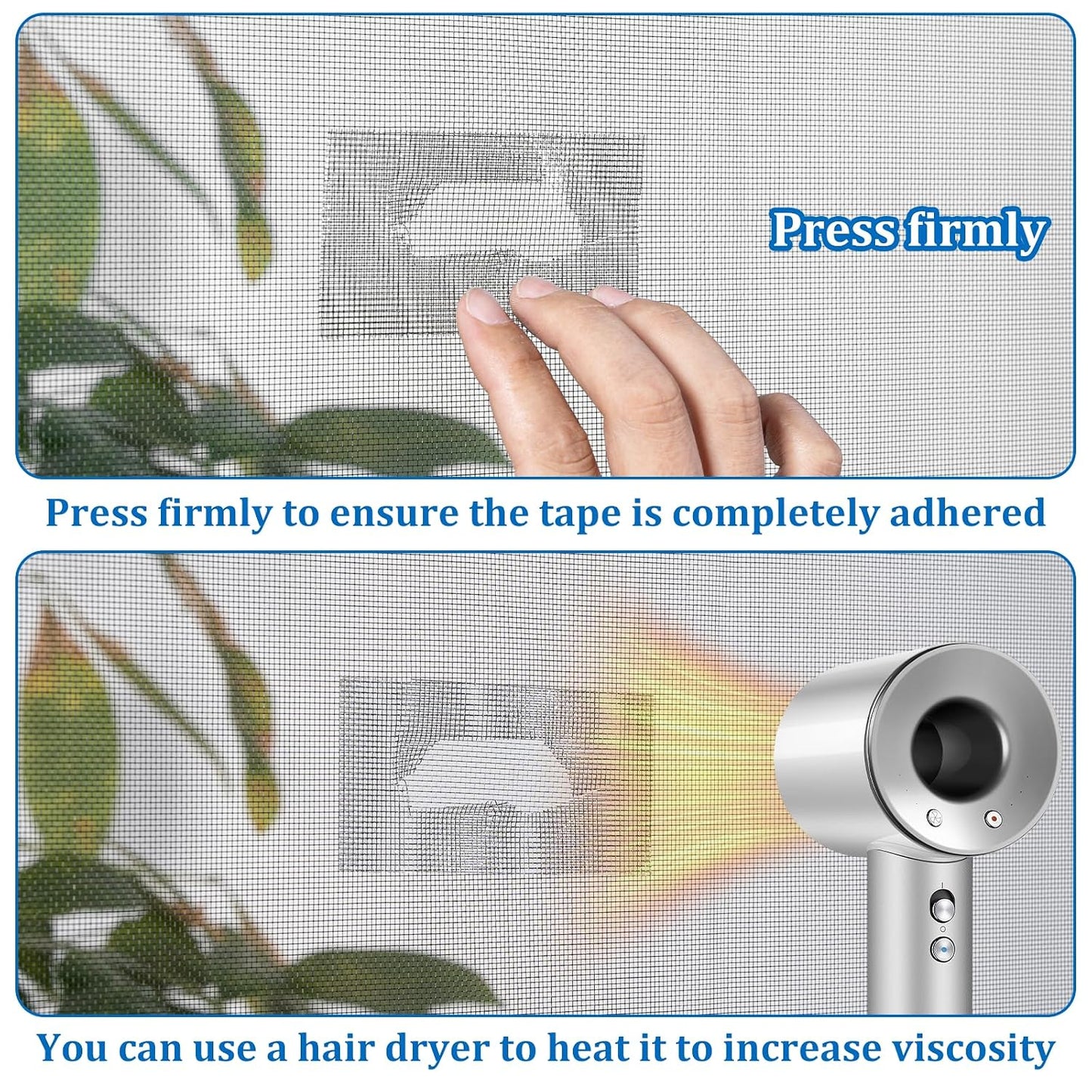 Gray Window Screen Repair Tape 2" x 40FT Fiberglass Strong Adhesive | Waterproof fiberglass mesh repair patch, fixes holes and tears, easy to cut and stick for window door screen repair