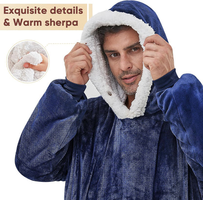 yescool Wearable Blanket Hoodie, Flannel Sherpa Fleece Blanket Sweatshirt for Adults Women Men,One Size Fits All - Colors B