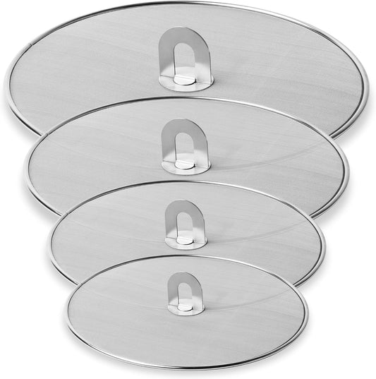 Homestia Splatter Screen for Frying Pan, 8'' Kitchen Grease Splatter Guard | 304 Stainless Steel Grease Splatter Guard with Foldable Knob,, Splatter Screen for Cooking, Rust-Free - No Oil Mess, No Burns