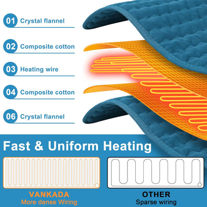 Heating Pad Electric Heat Pad, Hot Heated Pad,Multiple Temp and Timer Settings,Suitable for Shoulders, Neck, arms, Abdomen, Back, Legs, etc. (Gray Green, 24"X12")