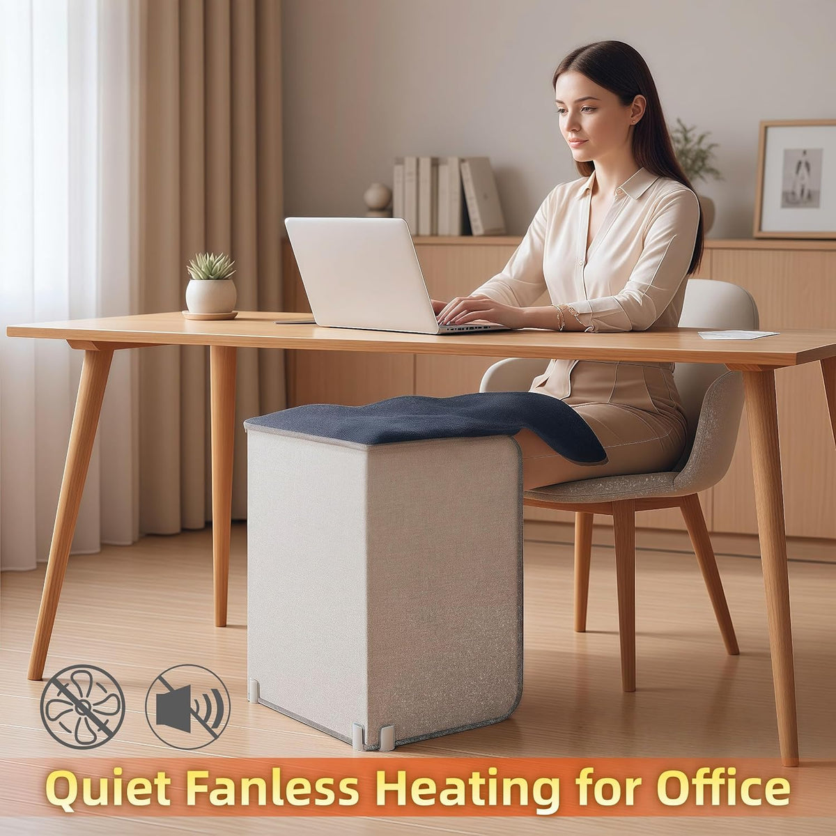 Under Desk Heater, Electric Foot Warmer for Office & Home, Quiet Portable Feet Warmer with Heated Floor Mat, Foot heater with Thermostat and Timer Indoor Use for Foot Leg Grey Cylindrical UEMUSI