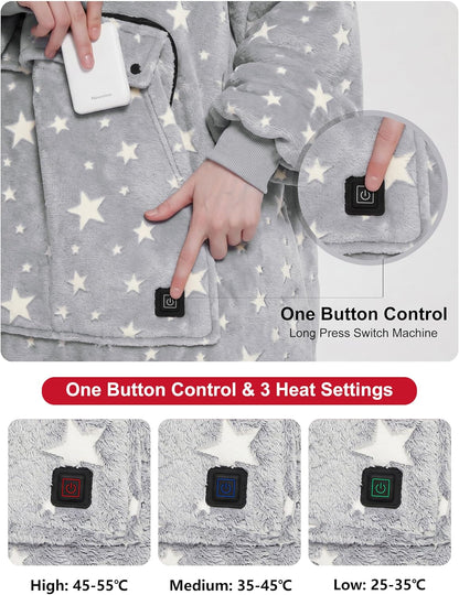 KFUBUO Wearable Heated Blanket Cordless Oversized Hoodie Sweatshirt