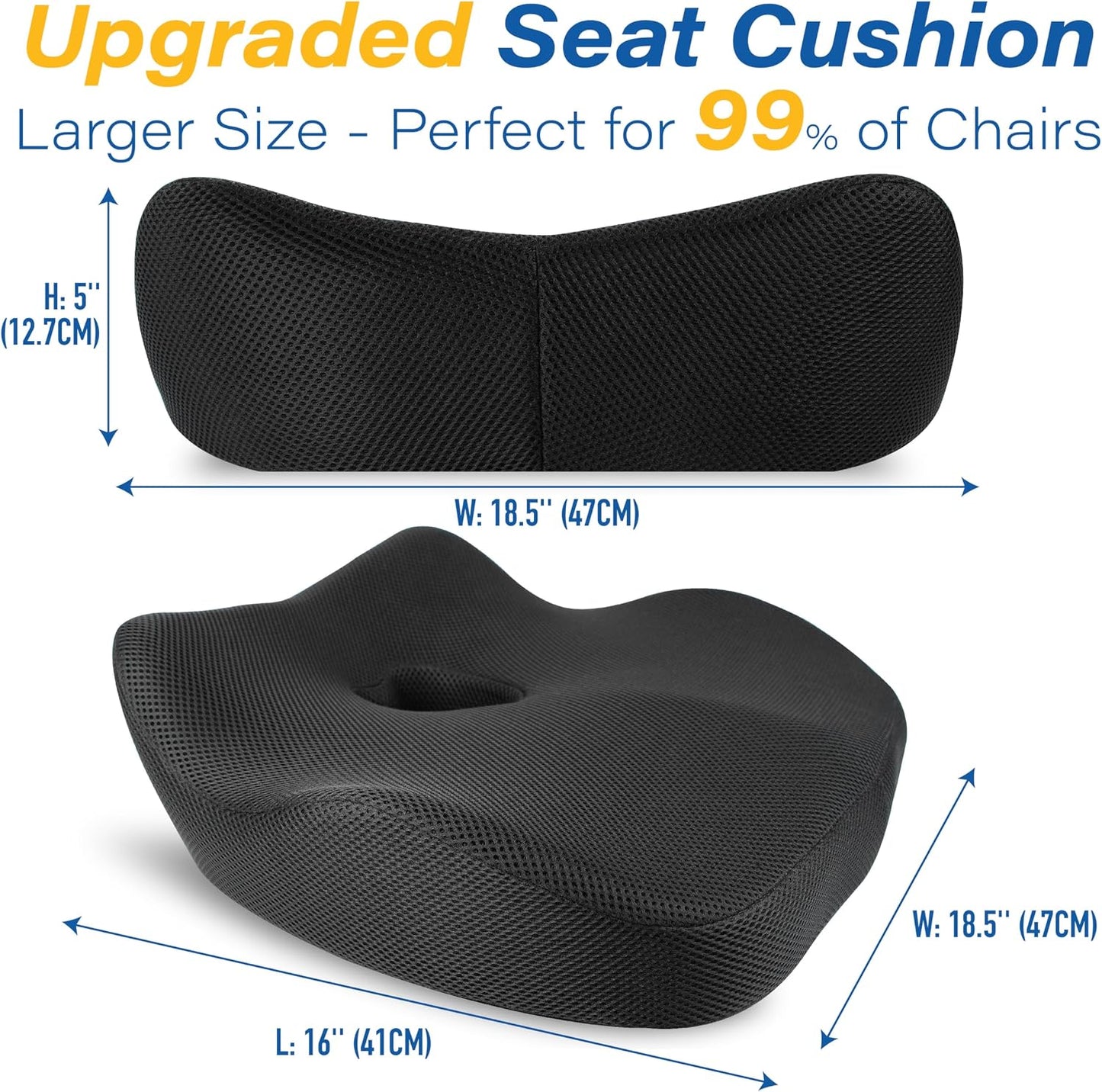 Allaboutsla Car Seat Cushion for Driving, Car Seat Pillow for Short Drivers | Ergonomic Memory Foam Seat Cushion for Pain Relief, Adult Booster Seat for Car, Butt Cushion for Car, Truck, Office, B&G