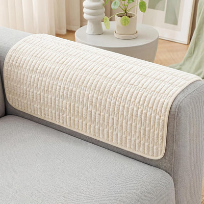 Foxdecor Couch Arm Covers for Sofa Arm Chair Covers Set of 2 | Sofa Arm Covers Cat Scratch Resistant Couch Protectors, Washable Armrest Cover Furniture Arm Covers, Cream White 20x20 in