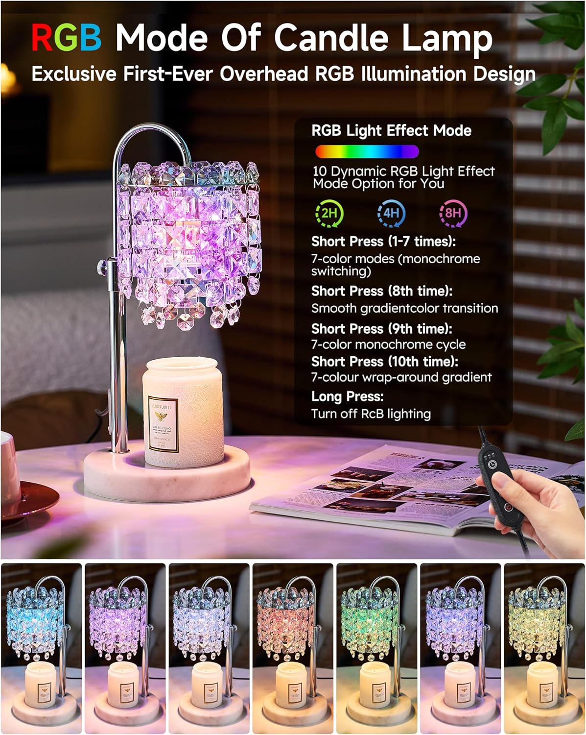 Candle Warmer Lamp with Timer Dimmer Adjustable Height Candle Warmer with Marble Base for Jar Candles,Candle Lamp with 3 Bulbs for New Home Decor, Women Mom Christmas Birthday Gifts, French Gold