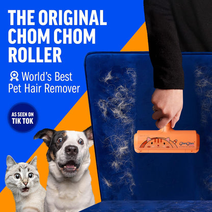 ChomChom Roller Pet Hair Remover – Reusable Lint Roller Pet Hair Removal Tool for Clothes, Couches, Cars and Travel - Cat Dog Hair Remover, Compact, No Sticky Refills Needed (Mini Roller)