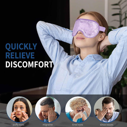 Cooling Eye Mask with Gel Beads, Reusable Cold Eye Mask for Puffy Eyes, Dark Circles, Sleep, Relaxation, Soft Cooling Eye Pads for Men Women（Purple）
