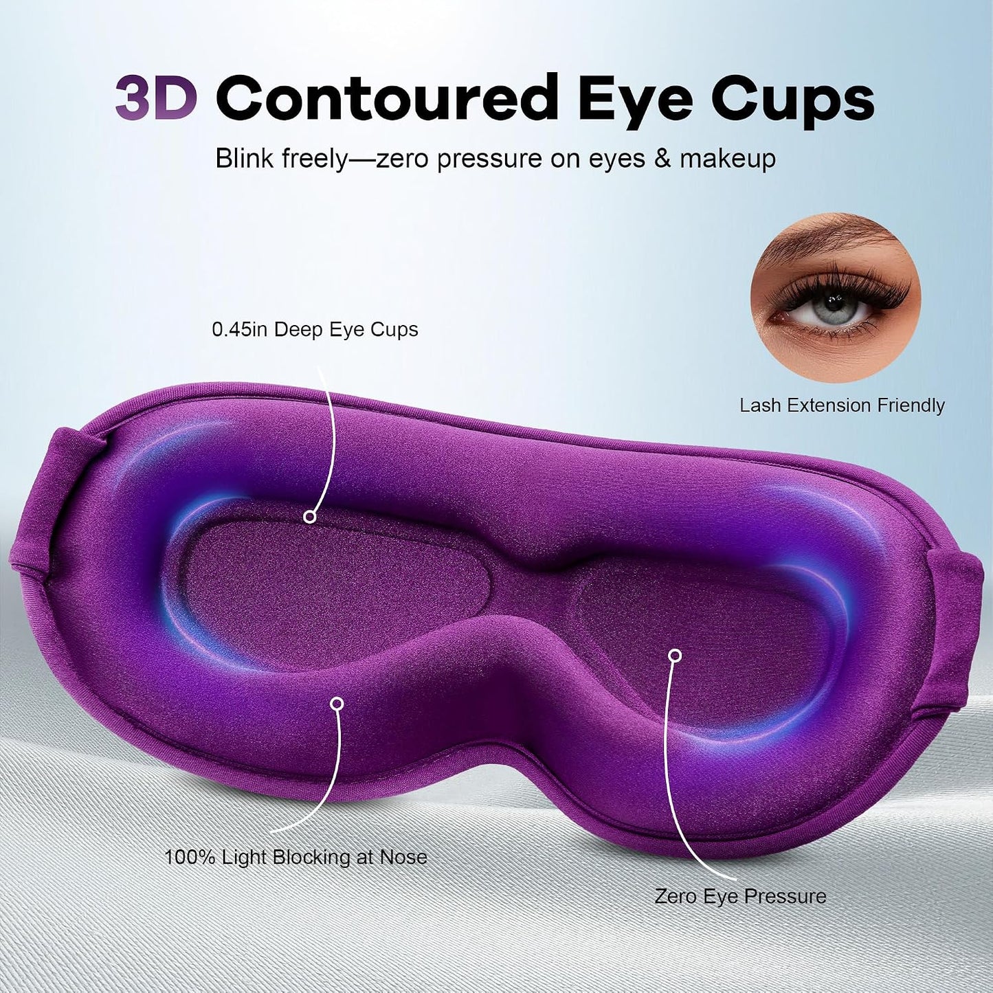 Blackout Weighted Eye Mask for Sleeping, 3D Contoured Sleep Mask for Men | Gentle-Pressure, Deep Cups, Zero Eye Pressure, Airplane Travel & Night Shift Essentials, Breathable Blindfold, Black