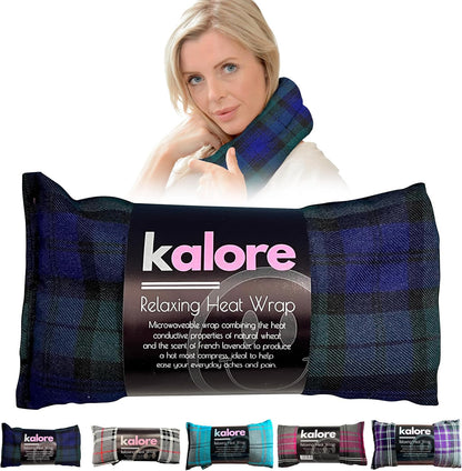Microwavable Heating Pads for Winter Warmth, Back, Stomach & Head Comfort – Kalore Soft Cotton Tartan Neck Wrap – Even Heat Distribution Hot Compress Bag – Wheat Heat Pad XL – Unscented – Gray