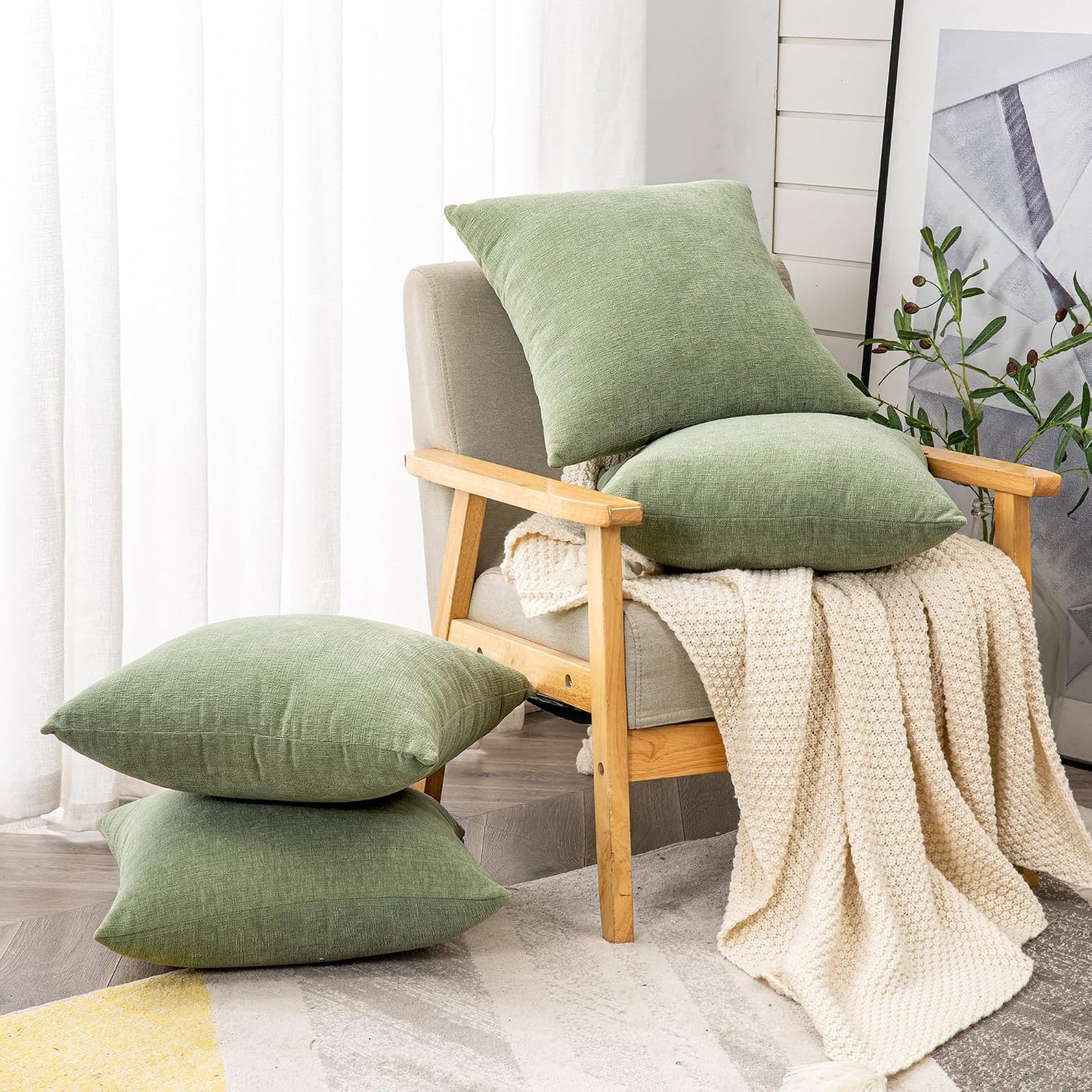 GAWAMAY Lumbar Support Pillow Decorative Rectangle Throw Pillow Covers 12"x20" Inch Set of 2, Soft Chenille Fall Pillowcase for Living Room Bedroom Sofa Couch Cushion Cover Grey 30x50cm (No Insert)