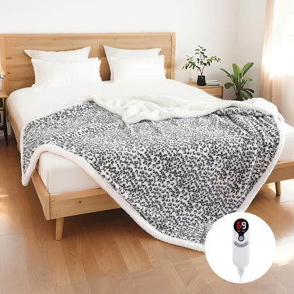 Soypipo Electric Heated Throw Blanket 50"x60", Faux Fur Plush with 4 Heat Settings & 2/4/8/10H Auto Shut-Off, Overheat Protection, Machine Washable, for Office & Chair, Dark Grey
