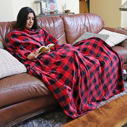 Solaris Wearable Blanket with Sleeves for Adults, Softness Comfort Warmth Fleece Gift for Women Men, Snuggy Body Throw TV Blanket for Home Office Lounge, Gift for Your Lover