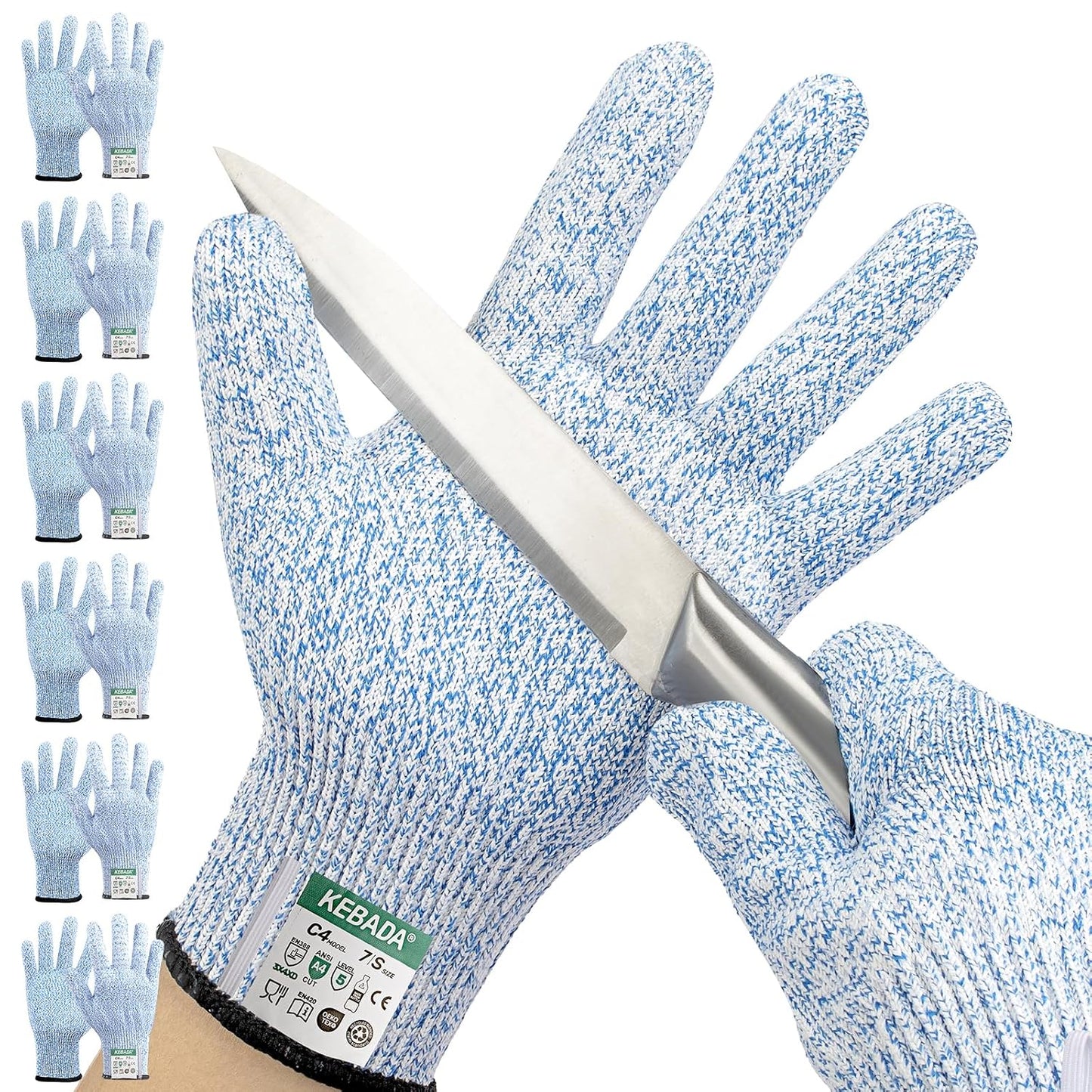 C4 Cut Resistant Gloves, ANSI A4, 100% Food Grade, 1 Pair, Medium | Food grade cutting gloves, glass-free & steel-free, breathable, washable. Ideal for meat cutting, slicing and oyster shucking