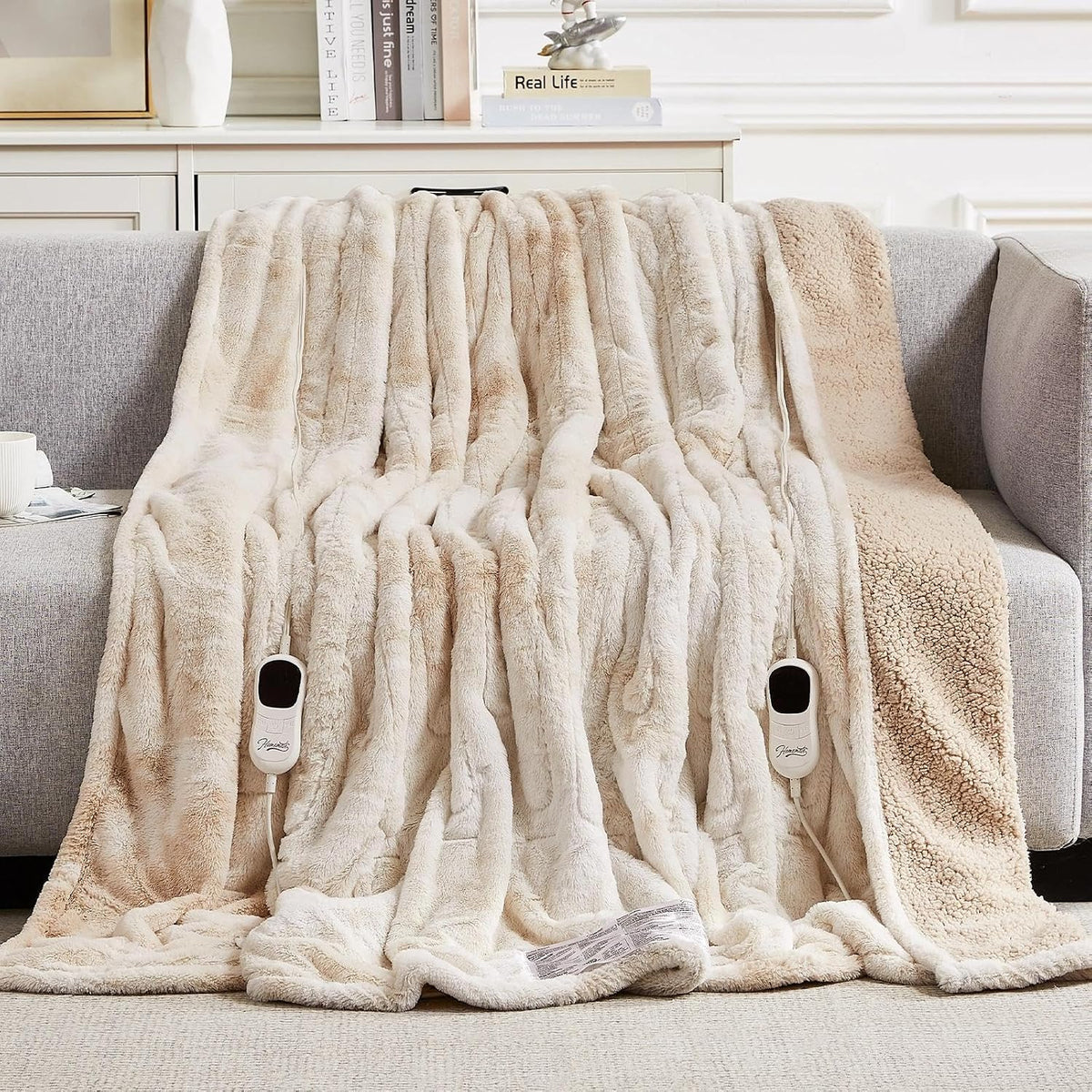 Homemate Heated Blanket Electric Heating Throw 50x60 Plush Faux Fur Sherpa