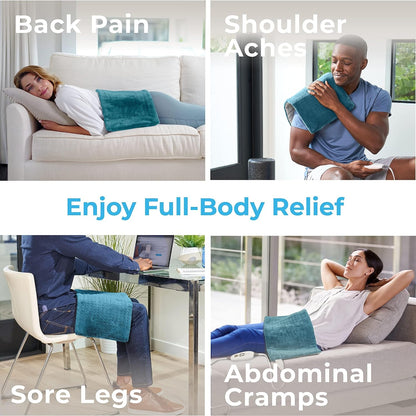 Pure Enrichment PureRelief XL Heating Pad - 12" x 24" Electric Heating Pad for Back Pain & Cramps, 6 Heat Settings, FSA/HSA Eligible, Soft Machine Wash Fabric, Auto-Off & Moist Heat (Zen Green)