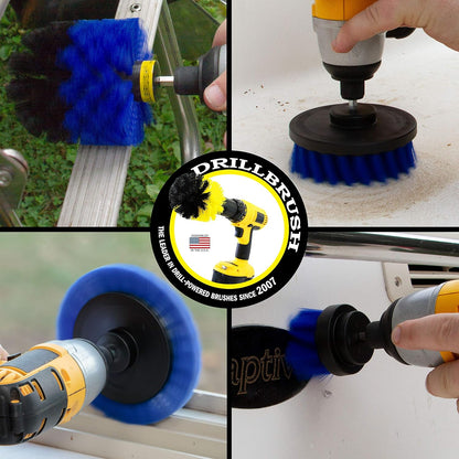 Yellow Drill Brush Attachments for Cleaning Shower, Grout Lines, Bathroom | Grout Cleaner Drillbrush Kit - Rotary Scrub Brush Tile Cleaner Drill Attachment for Crevices - Bathroom Tile Scrubber Set