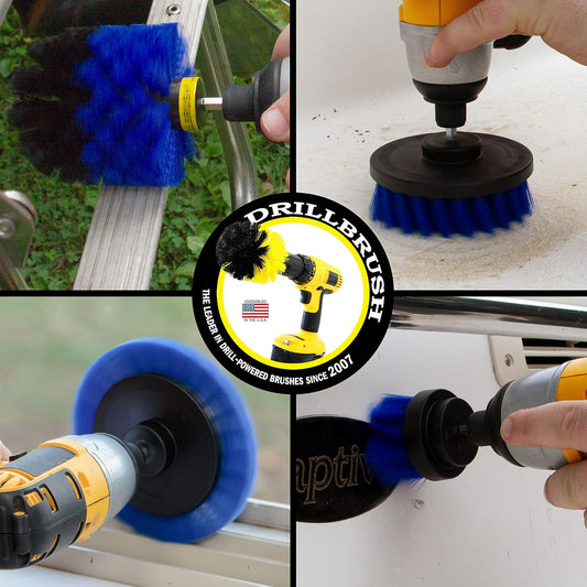 Yellow Drill Brush Attachments for Cleaning Shower, Grout Lines, Bathroom | Grout Cleaner Drillbrush Kit - Rotary Scrub Brush Tile Cleaner Drill Attachment for Crevices - Bathroom Tile Scrubber Set