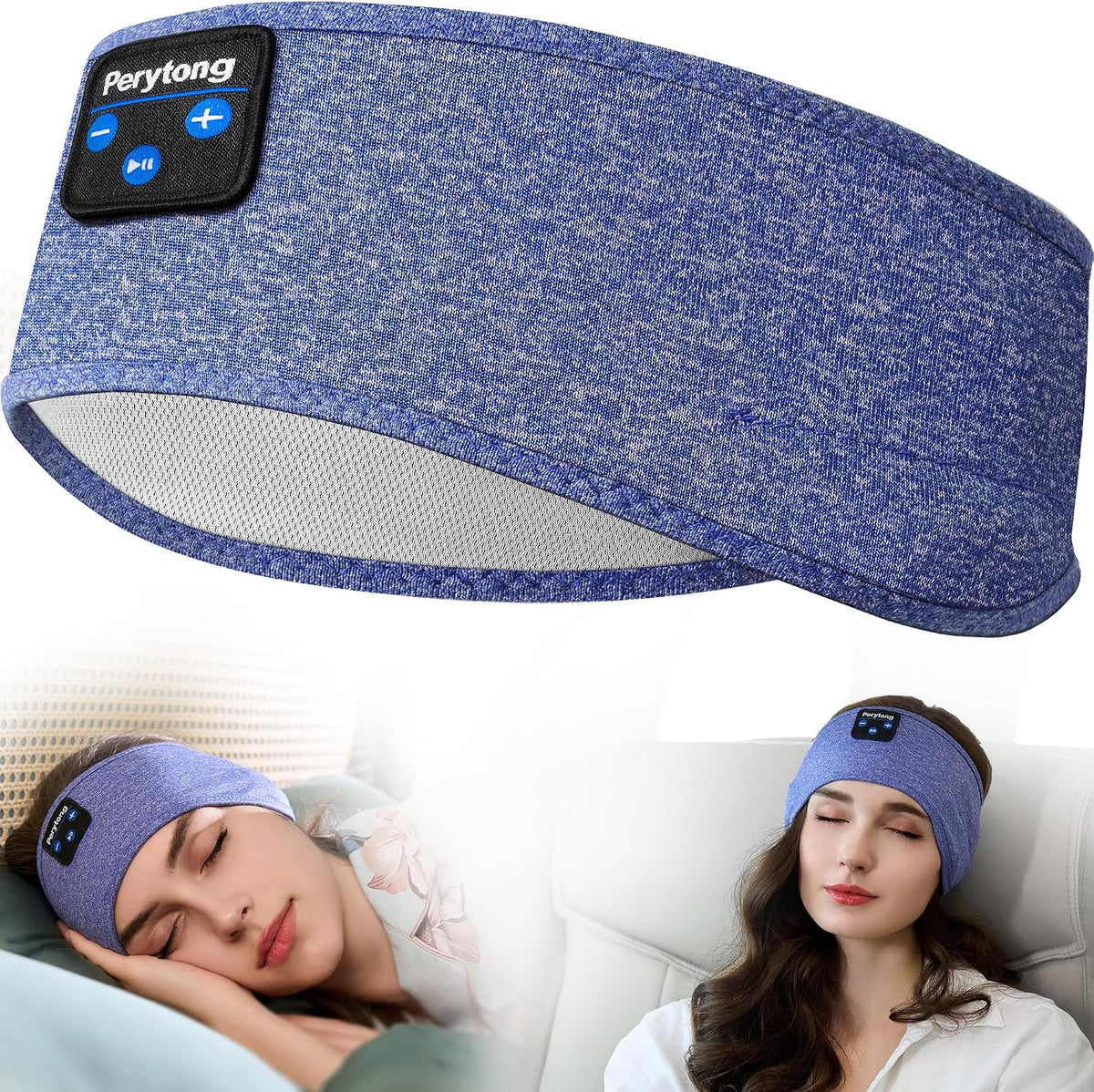 Perytong Sleep Headphones Wireless, Bluetooth Sports Headband Headphones with Ultra-Thin HD Stereo Speakers Perfect for Sleeping,Workout,Jogging,Yoga,Insomnia, Air Travel, Meditation (Grey)