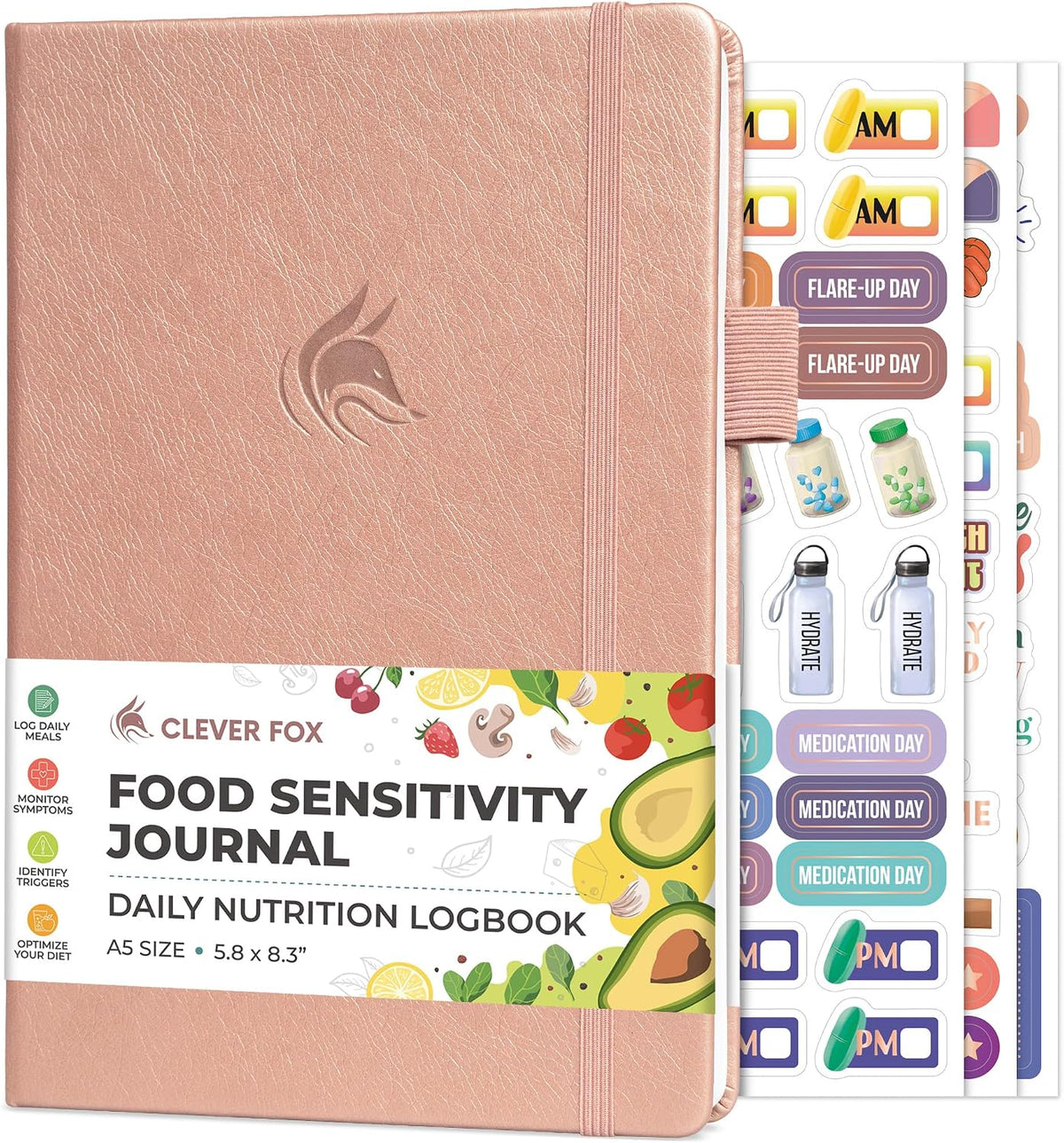 Clever Fox Food Sensitivity Journal & Symptom Diary, 8.5x11 Purple