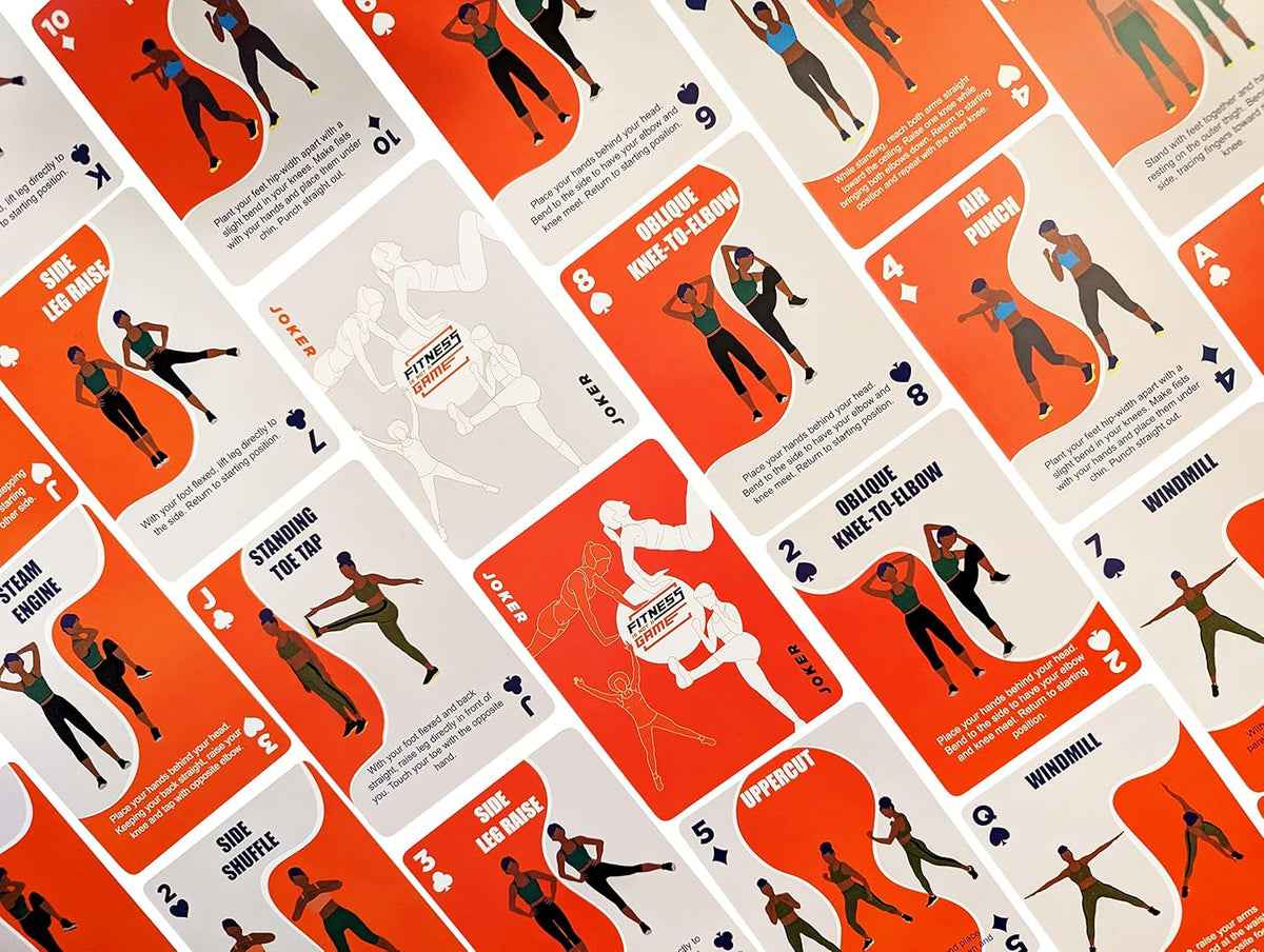 Low-Impact Exercise Playing Cards | 52-Card Deck | Bodyweight | All Fitness Levels | Strength Training and Cardio | at-Home Workout | Family Game Night | Fun