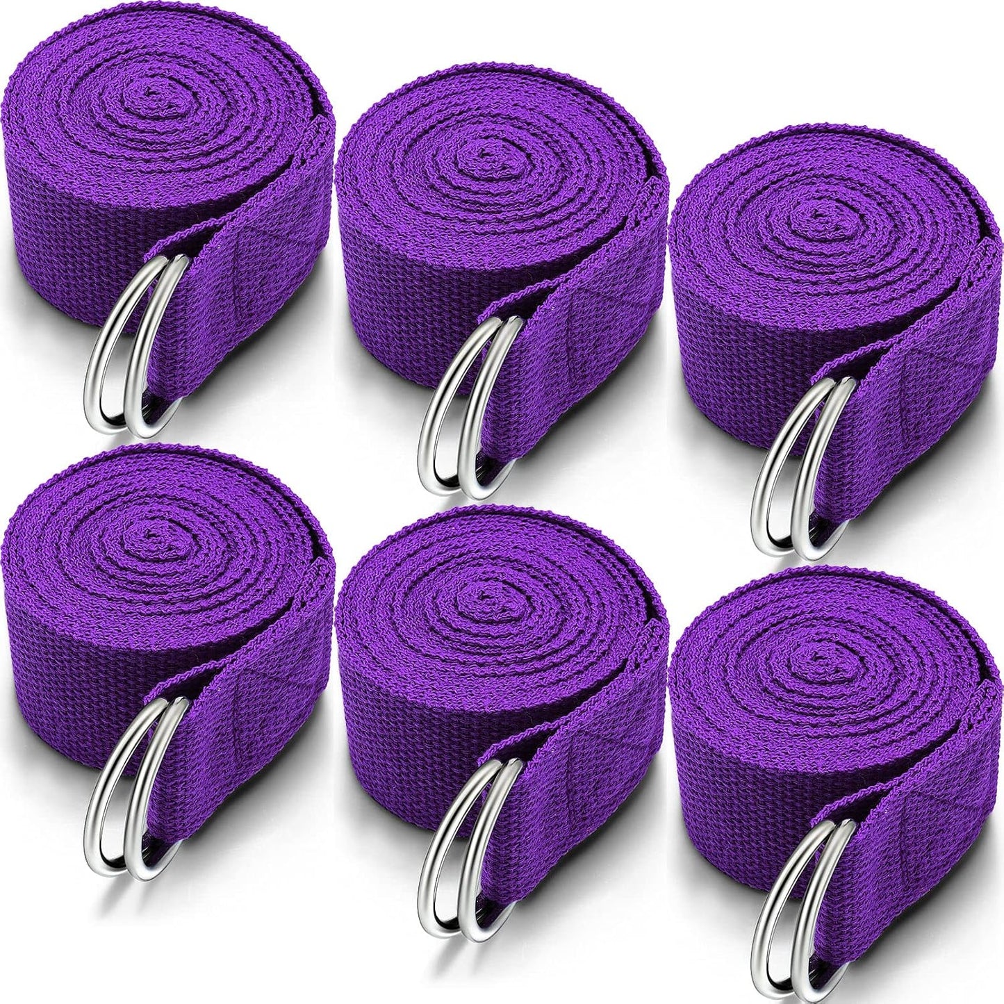 6 Pcs Yoga Strap for Stretching 8 ft Yoga Exercise Adjustable Straps Bands with Safe D Ring Buckle for Pilates, Gym Workouts, Fitness, Physical Exercise, Dance, Improve Flexibility