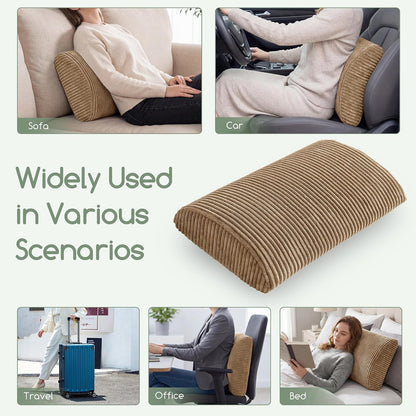 HIGOGOGO Lumbar Support Pillow for Recliner Chair/Accent Chair/Couch, Memory Foam Back Support Cushion for Elderly, Recliner Cushions for Back Rest, Pain Relief, Reading, Washable Cover, Brown