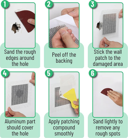 Bates- Drywall Repair Kit, 16 pcs, Aluminum Wall Repair Patch Kit | for Wall Hole Repair, Sanding and Patching