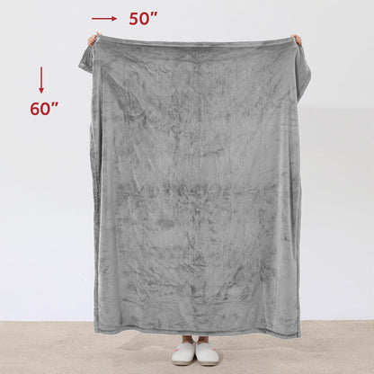 Sunbeam Royal Posh Dove Grey Heated Personal Throw / Blanket, Cozy-Warm, Adjustable Heat Settings