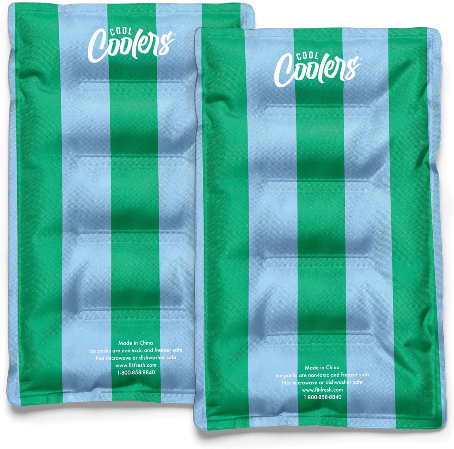 Cool Coolers by Fit & Fresh 2 Pack XL Soft Ice Packs for Cooler, Flexible Stretch Nylon, Lunch Box Ice Packs, Large Reusable Freezer Packs, Cornflower Blue