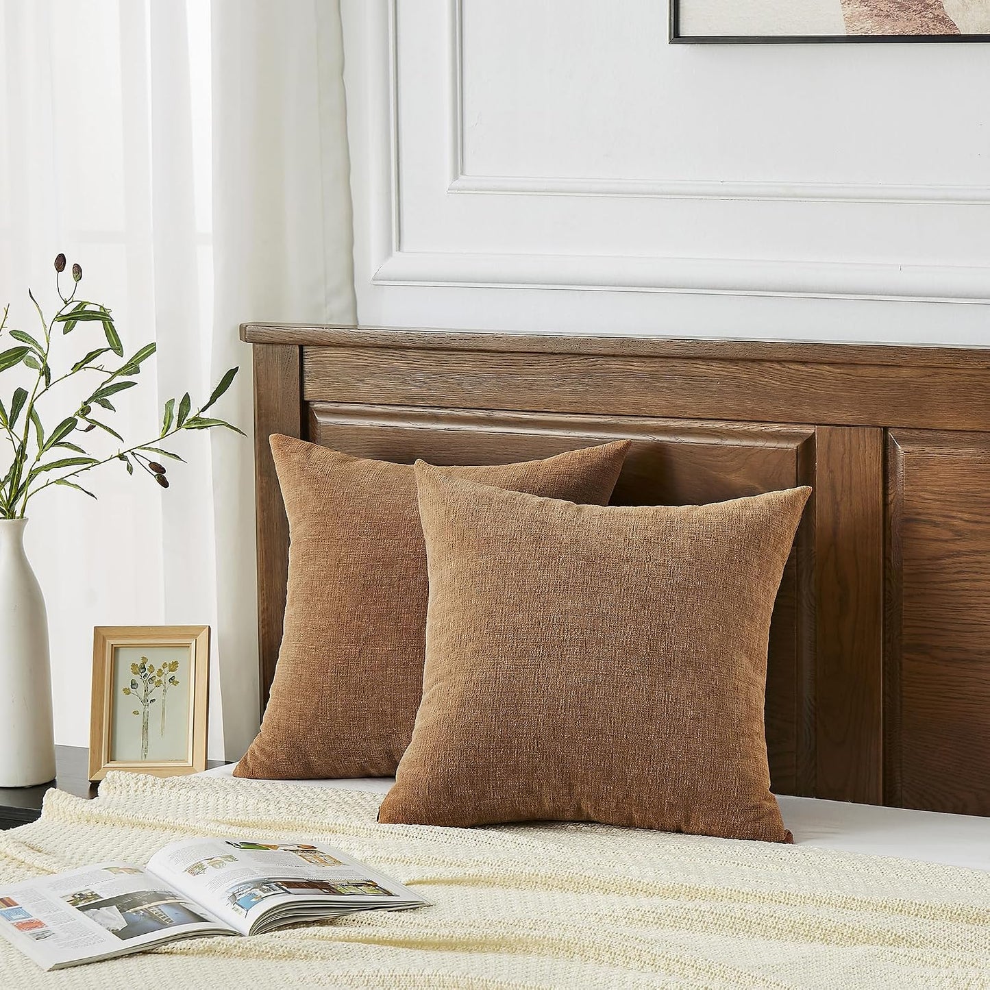 GAWAMAY Lumbar Support Pillow Decorative Rectangle Throw Pillow Covers 12"x20" Inch Set of 2, Soft Chenille Fall Pillowcase for Living Room Bedroom Sofa Couch Cushion Cover Grey 30x50cm (No Insert)