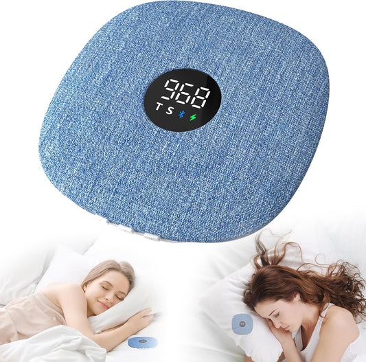 Under Pillow Speaker for Sleeping, Dual Bone Conduction Pillow Speaker Bluetooth, LED Display, Two Listening Playback Modes, 955-Minute Timer Adjustment, 16 Hour Battery Life for Side Sleepers (Blue)