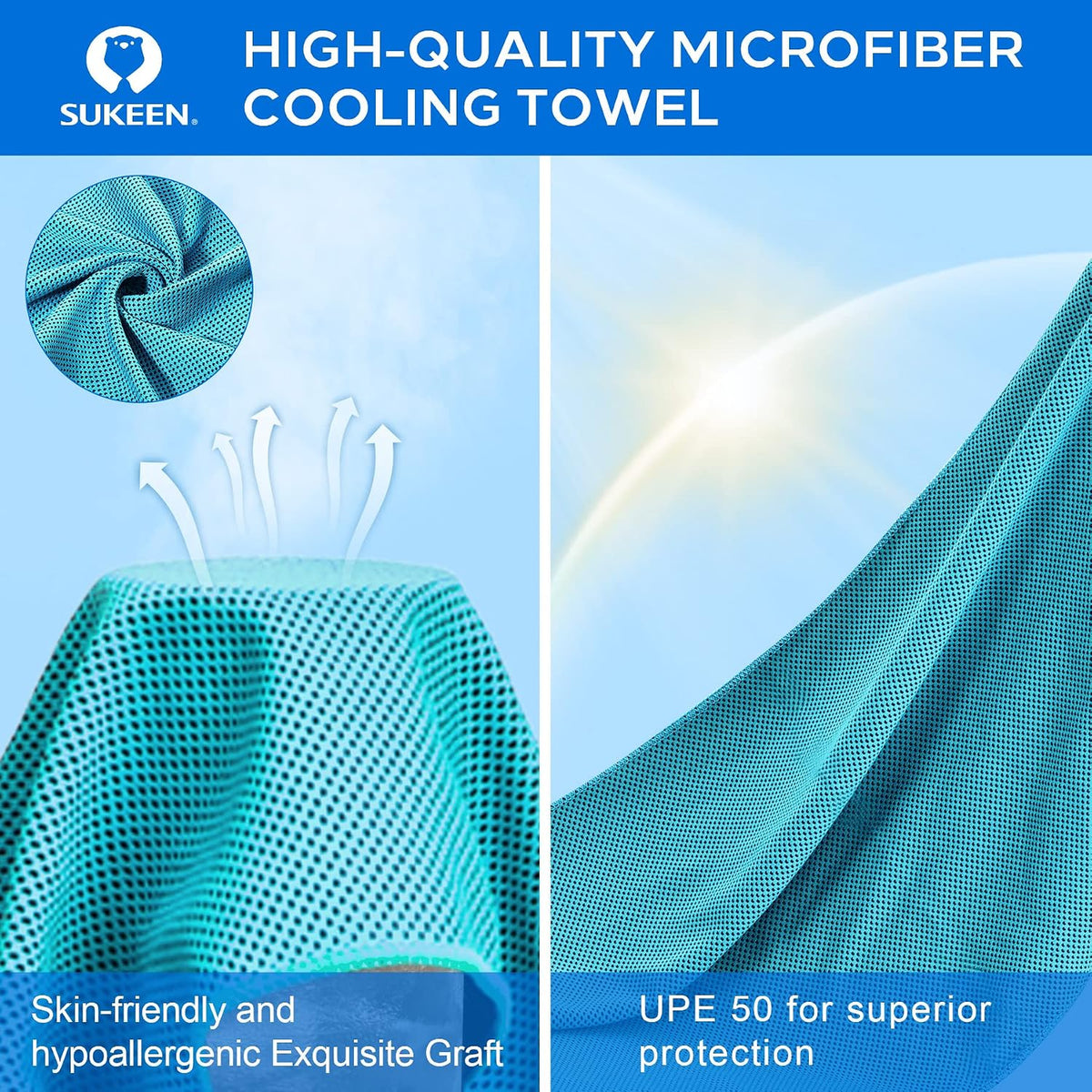 Sukeen 4 Pack Cooling Towels (40"x 12"), Cooling Neck Wraps, Soft Ice Towel