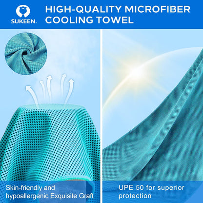Sukeen 4 Pack Cooling Towels (40"x 12"), Cooling Neck Wraps, Soft Ice Towel