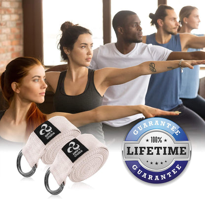 Stretching Straps and Yoga Blocks - Yoga Beginner Kit for Pilates & Gym | For Home Workouts - Hold Poses, Stretch, Improve Flexibility & Maintain Balance. BONUS Exercise Guide