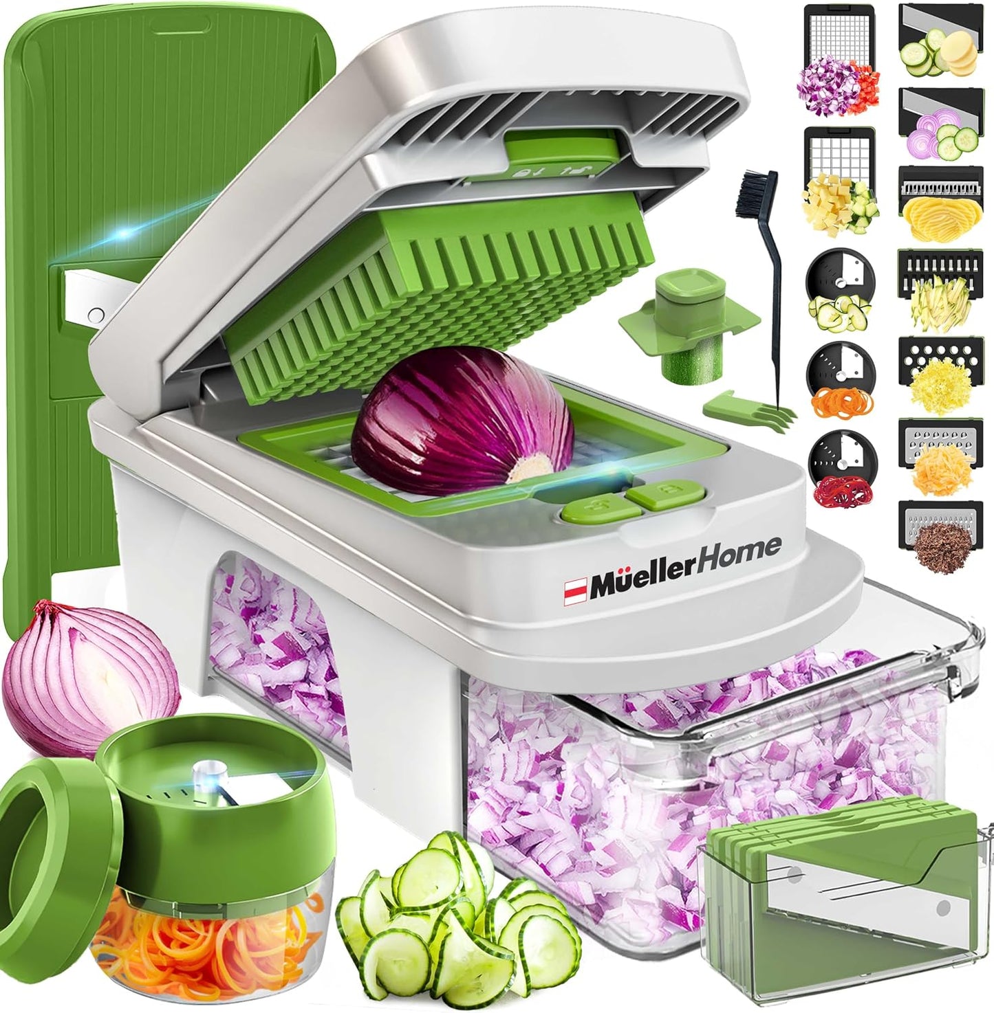 Mueller The Real Original Pro Vegetable Chopper & Mandoline Slicer, 10-in-1 | since 2013, 8 Blade Food Veggie Chopper, Onion Vegetable Cutter with Container, Kitchen Gadgets & Essentials