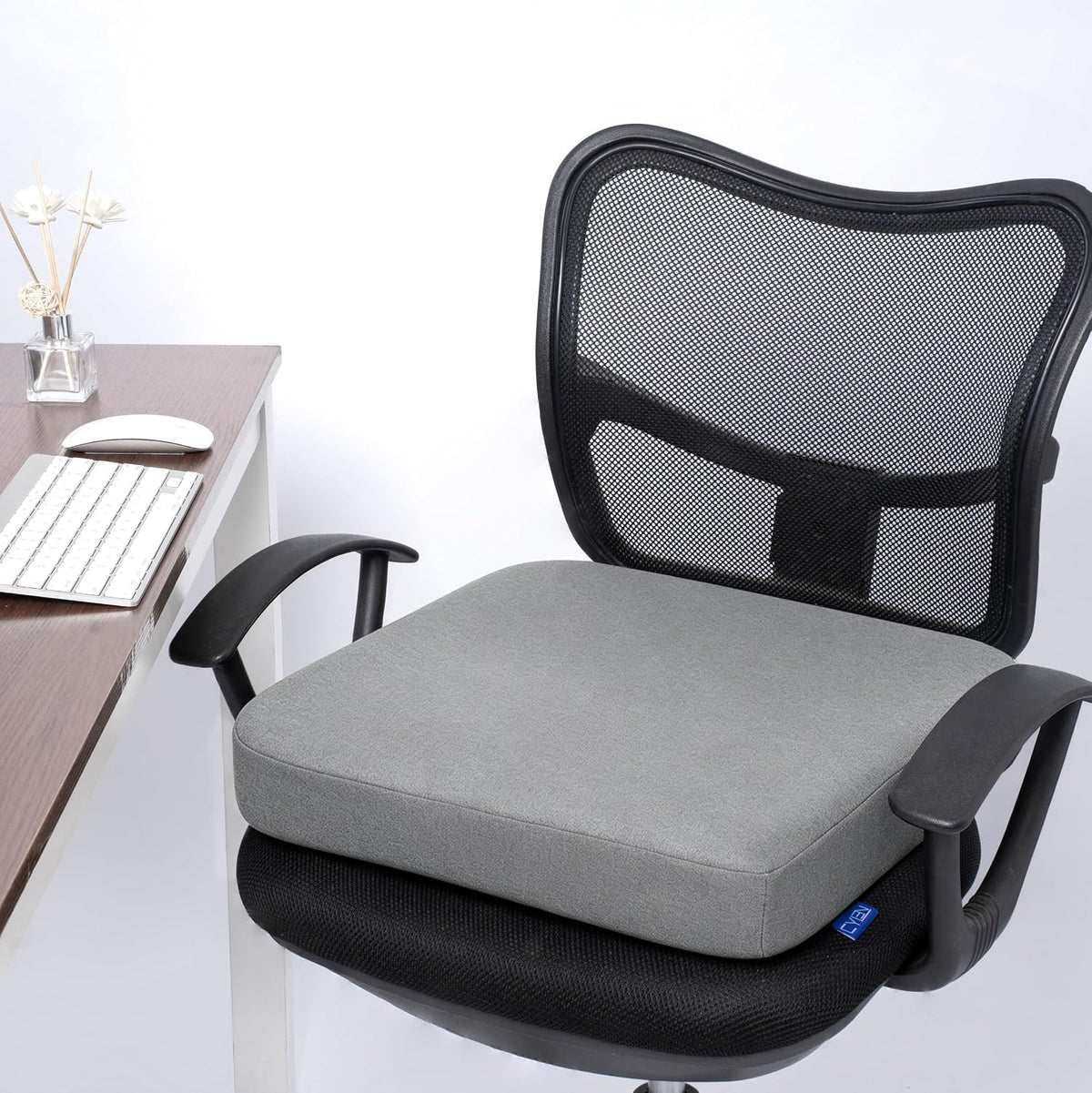 Ifoam Gel Infused Memory Foam Layer Wheelchair Cushion - Seat Cushion for Wheelchair-OfficeChair, Kitchen Chair-Pressure Sore and Tailbone Pain Relief-High Dense Polyfoam Base (Black,18x16x3 inch)