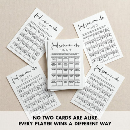 Find Someone Who Bingo Cards, 25 Unique 5x7 Sheets, Get to Know You Activity, Team Building Games for Work, Ice Breakers Games for Office Party-A04