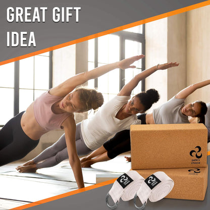 Stretching Straps and Yoga Blocks - Yoga Beginner Kit for Pilates & Gym | For Home Workouts - Hold Poses, Stretch, Improve Flexibility & Maintain Balance. BONUS Exercise Guide