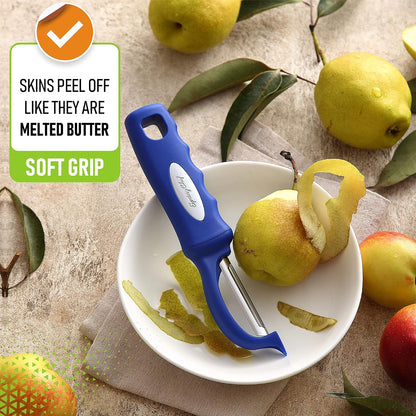 Spring Chef Swivel Potato Peeler for Kitchen w/ Soft Grip Handle, Mango | Premium Vegetable Peeler w/ Sharp Stainless Steel Blades, Multifunctional Food Peeler for Apple, Carrot, Cucumber, Fruit