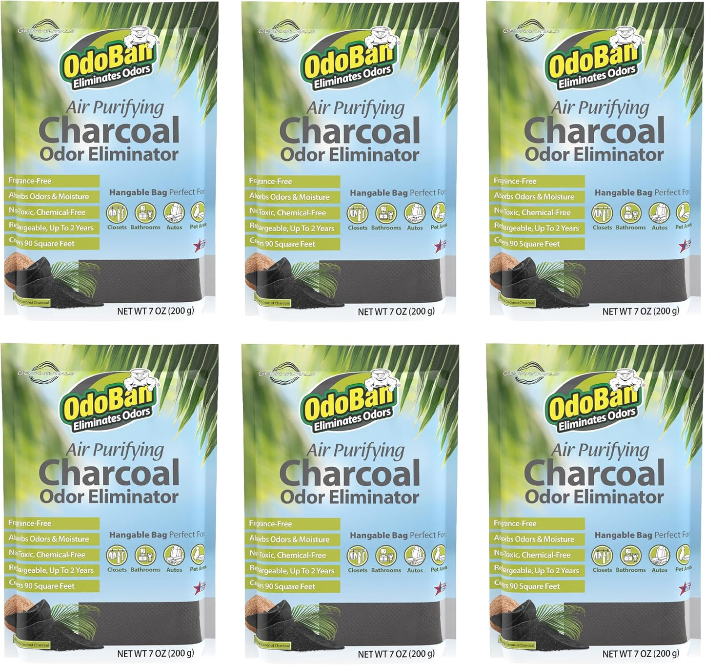 OdoBan Air Purifying Charcoal Natural Odor Eliminator, Non-Toxic Formula, Made in the USA, Fragrance Free, 200 Gram Bag