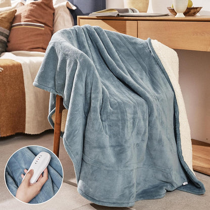 Heated Blanket 50x60”, 3 Hours Auto-Off Electric Blanket, Grey | 5 Heat Settings, Heating Blanket Machine Washable, Overheat Protection, Soft Fabric, Energy Efficient, Heat Throw for Office