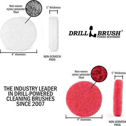 Cordless Drill Attachment - Acid Rain - Pool Tile - Granite - Shower Doors | Scrub - Scour - Drill Pads - Hard Water Stain Remover - Soap Scum - Mold - Mildew - Mineral - Rust - Calcium - Limescale