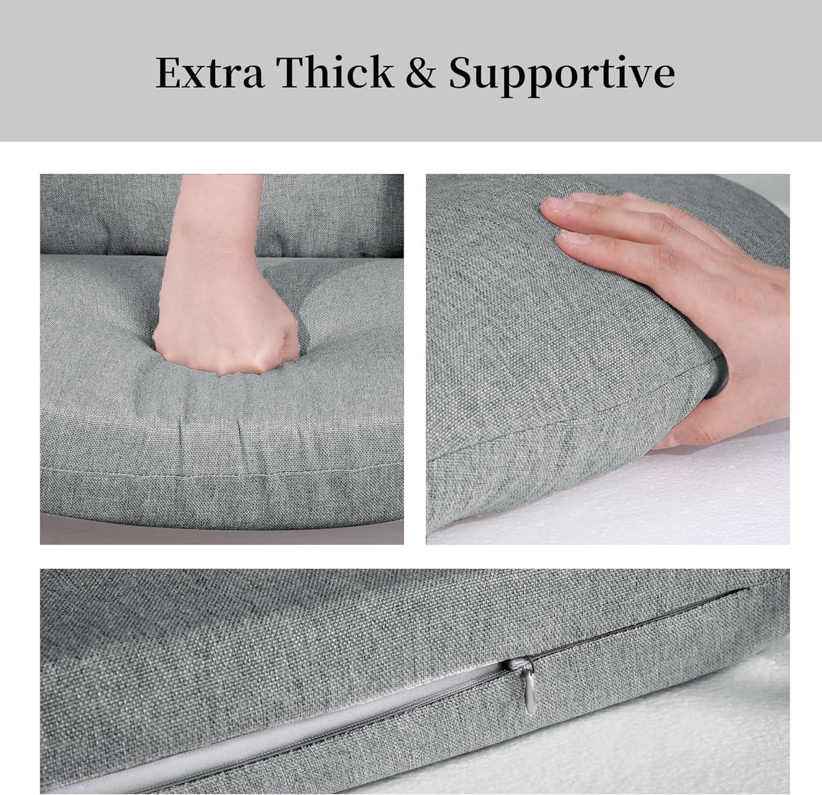 HOMBYS Glider Rocker Replacement Cushions with Storage Side Pocket,Linen-Like Fabric, Foam & Microfiber Filling, Non-Slip & Washable,Thickened & Supportive for Glider Rocking Chair (Khaki)