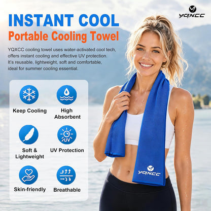 YQXCC 4 Pack Cooling Towels 40"x12", Cold Cool for Neck & Face | Cooling Neck Wraps, Soft Breathable Microfiber Chilly Towels, Ideal for Gym, Yoga, Golf, Running, Camping & Hot Weather