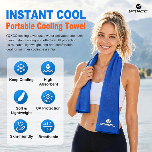 YQXCC 4 Pack Cooling Towels 40"x12", Cold Cool for Neck & Face | Cooling Neck Wraps, Soft Breathable Microfiber Chilly Towels, Ideal for Gym, Yoga, Golf, Running, Camping & Hot Weather