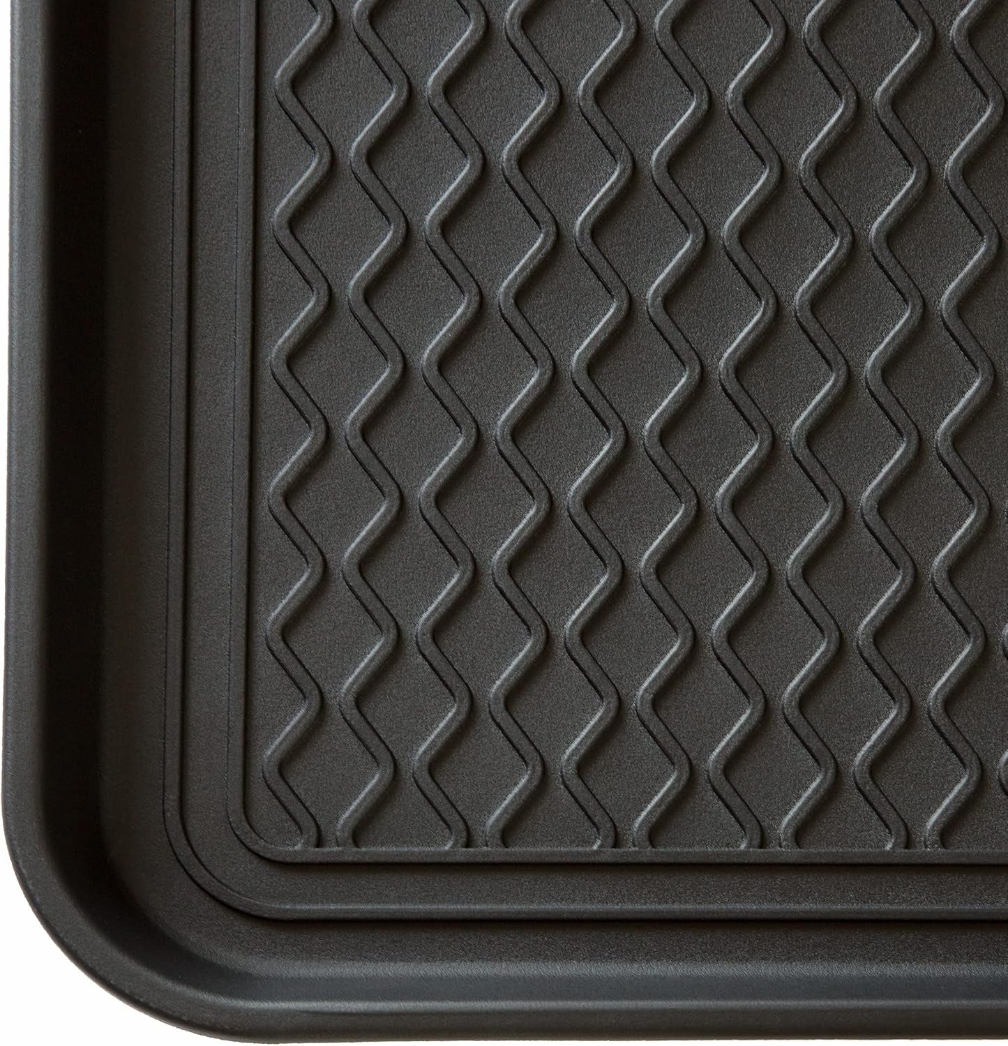 Stalwart All-Weather Outdoor or Indoor Boot Tray, Black | Weather-Resistant Hard Plastic Shoe Mat with Raised Edge for Deck, Patio, or Entryway Decor