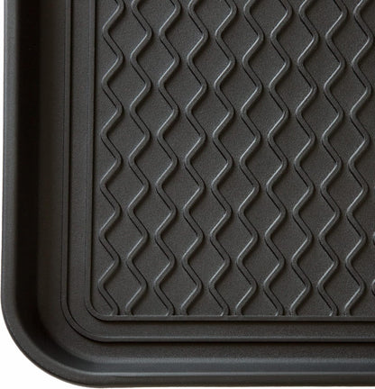 Stalwart All-Weather Outdoor or Indoor Boot Tray, Black | Weather-Resistant Hard Plastic Shoe Mat with Raised Edge for Deck, Patio, or Entryway Decor