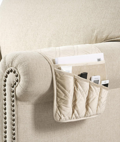 Brilliant Sunshine Burgundy Toile Floral Couch Armrest Cover, 35"×13" | Washable Magazine Holder, Armrest Organizer & Caddy on Sofa, Recliner, Armchair, Storage for Remote Controls, Phone, iPad