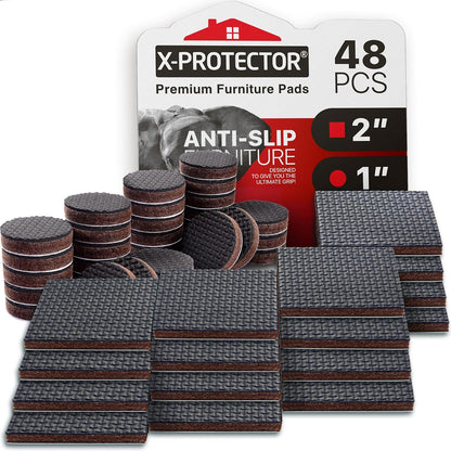 X-PROTECTOR Non Slip Furniture Pads – 12 Premium Furniture Grippers 3"! | Best Self Adhesive Rubber Feet Furniture Feet – Ideal Non Skid Furniture Pad Floor Protectors – Keep Furniture in Place!