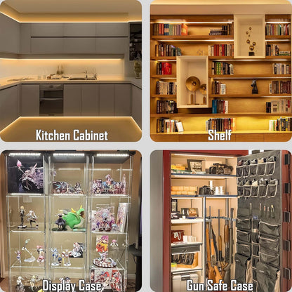 Motion Sensor Under Cabinet Lights, Plug in, Seamlessly Linkable, 6 Pcs 12 Inch Under Counter Lighting Bars for Kitchen, Closet, Gun Safe, Shelf, Display Case, LED 5000k Daylight